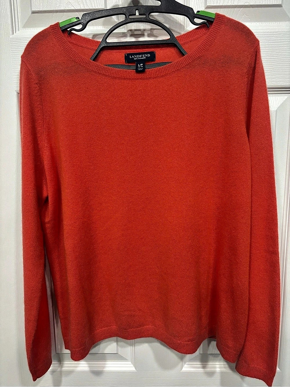 Lands' End 100% Cashmere Crewneck Sweater Orange Large